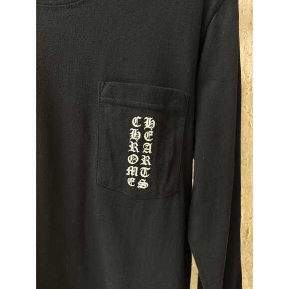 Chrome Hearts Long Sleeve Black T-Shirt With Pocket & Gothic Lettering Californi - Picture 13 of 15